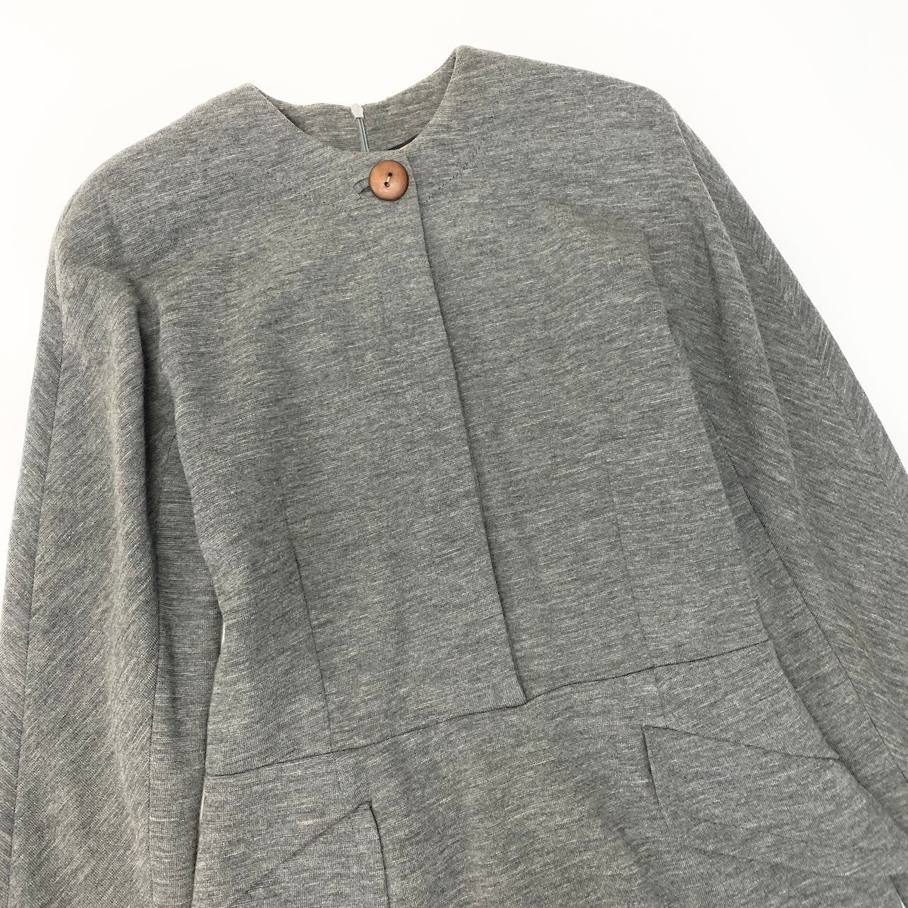 84c19 FENDI フェンディ 長袖ワンピース ウールワンピース 膝丈ワンピース イタリア製 レディース 女性用 グレーu02t
