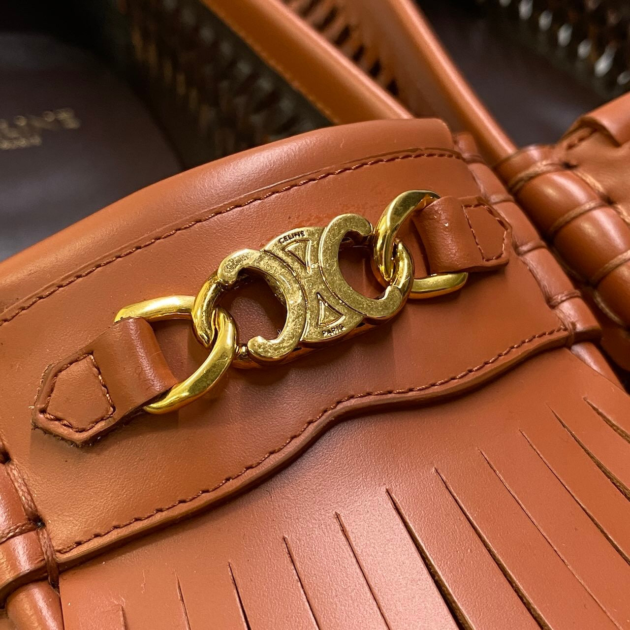 Ad2 CELINE セリーヌ LUCO BRAIDED LOAFER ルコ ローファー トリオンフ サイズ38 ブラウン レディース 革靴k02i