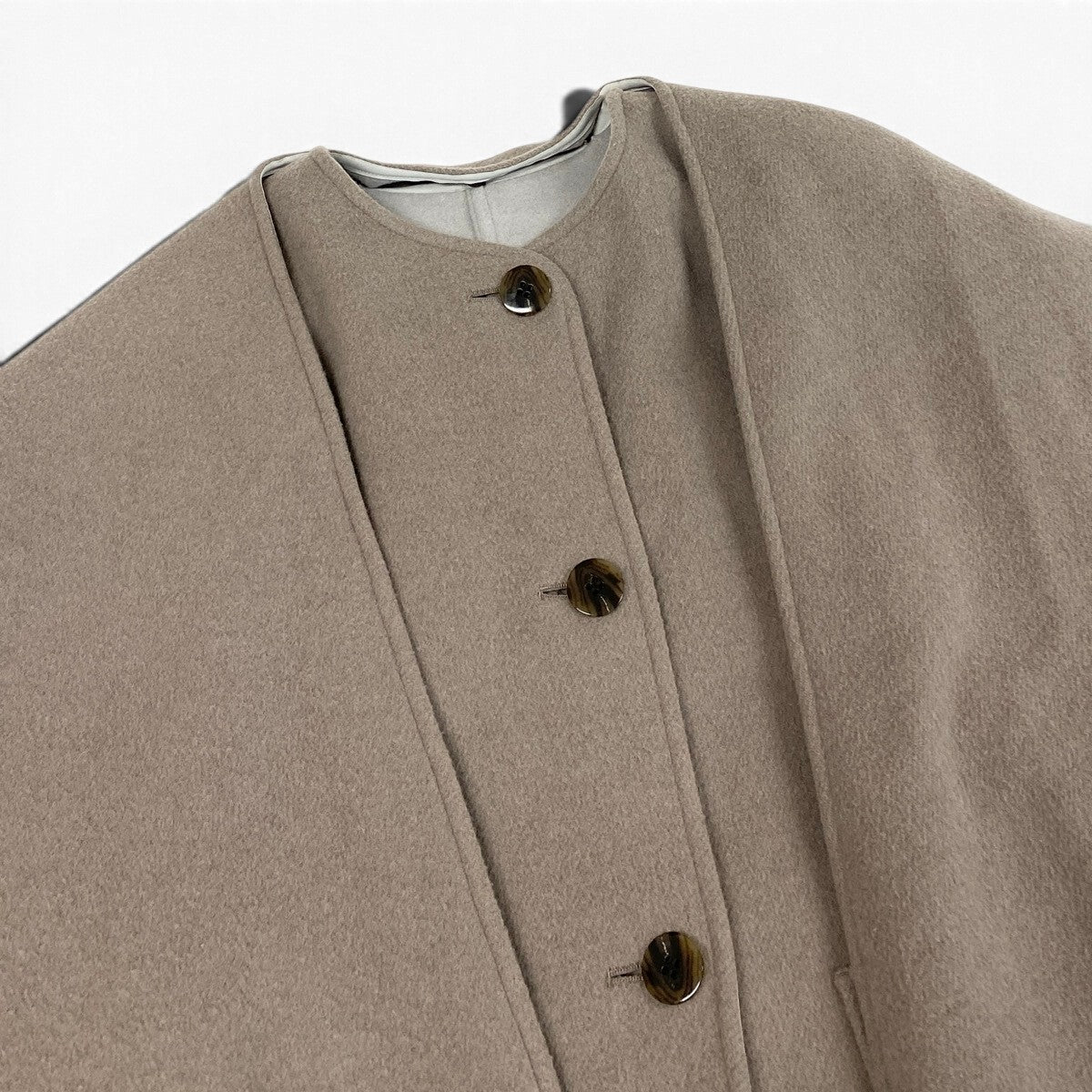 j1 LANVIN en Blue ケープコート ポンチョ コート  38 グレー系 ウール ナイロンu02t