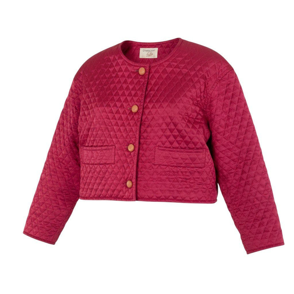 68b11 GIVENCHY ジバンシィ ヴィンテージ ノーカラーキルティングジャケット ショート丈ジャケット アウター ピンク レディース 女性用k02i