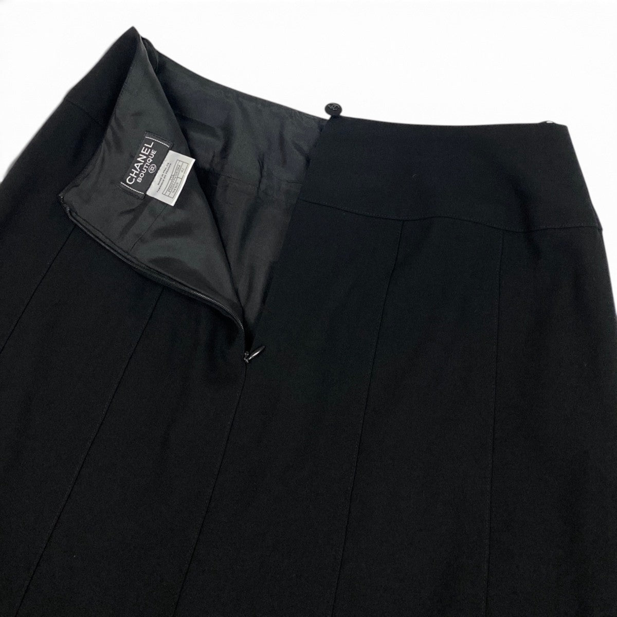 i19【美品】CHANEL 1997年 スカート ココマーク フランス製 42サイズ ブラック ウール100％ レディース 女性用u02t