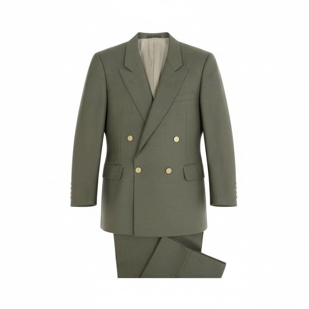 48L23 Burberry's バーバリーズ スーツセットアップ テーラードジャケット ダブルプレスト スラックス 165AB4サイズ カーキ ウール100％ メンズo07t