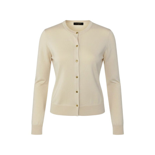 38a16 LOUIS VUITTON ルイヴィトン ロゴ入り金ボタン ハイゲージ ニットカーディガン 薄手カーディガン サイズXS アイボリー レディース トップスk02i