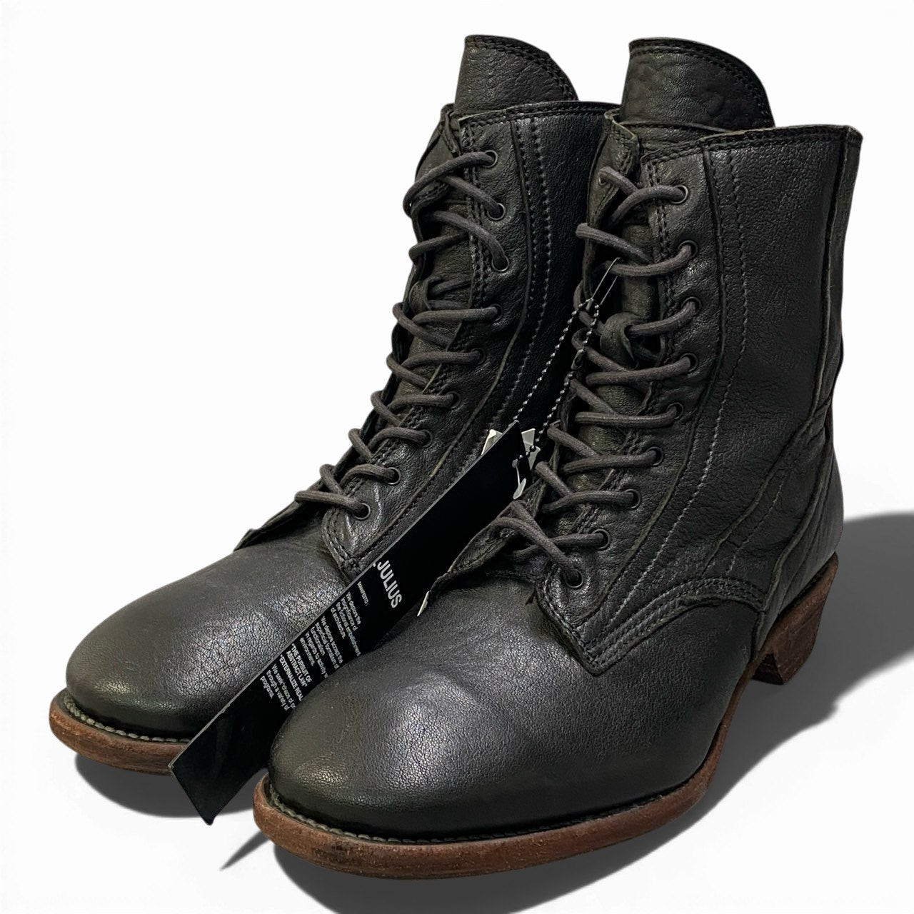 1a22 JULIUS ユリウス Back Zip Leather Boots バックジップレザーブーツ サイズ1 ブラック レザー タグ付属t18r