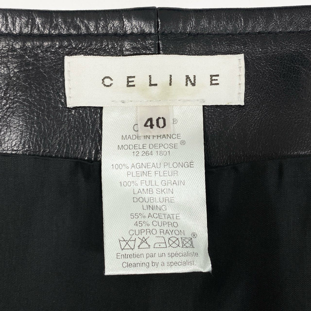 Eb11 CELINE セリーヌ ヴィンテージ マカダム金具 レザー巻きスカート 40サイズ ブラック 羊革100％ レディース 女性用k02i