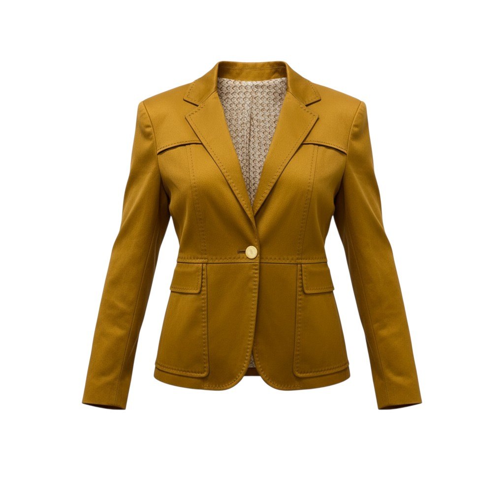 85a28 GUCCI グッチ テーラードジャケット ブレザー アウター 裏地 貝殻柄 42サイズ キャメル レディース 女性用u02t