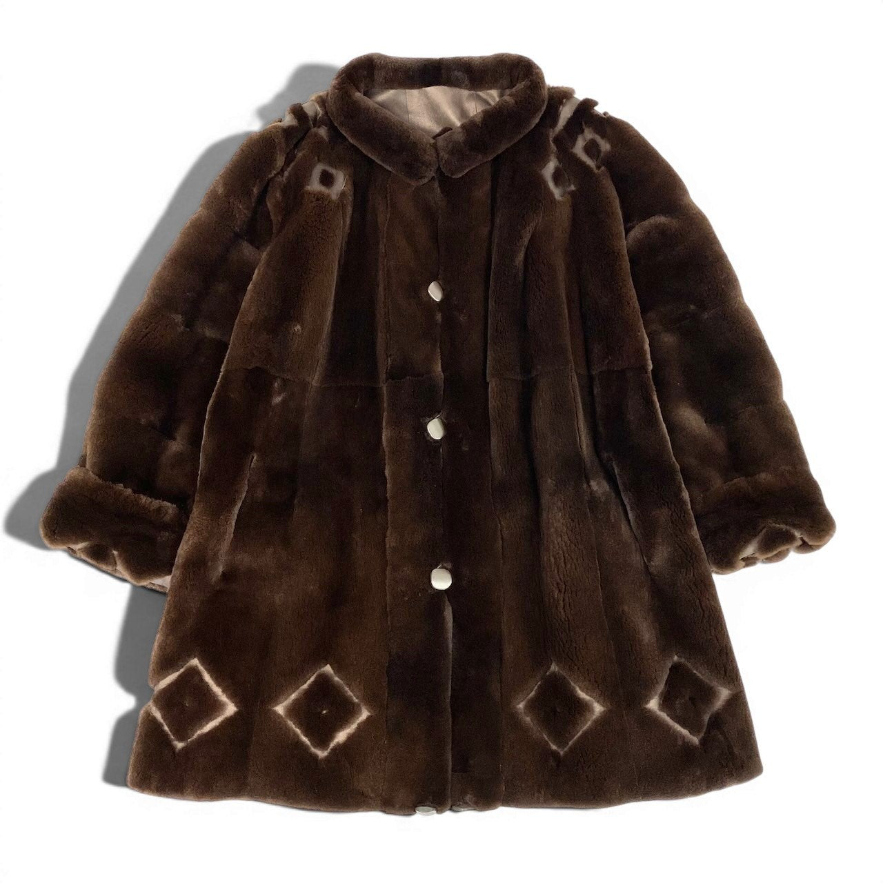 77e14 シェアードミンク リバーシブルロングコート サイズF ブラウン 本毛皮 Mink Fur Long Coatt18r