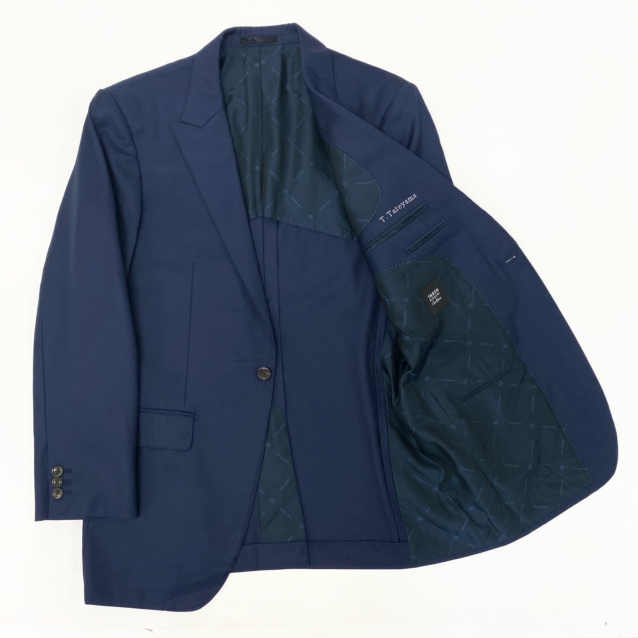 56k27 TAKEO KIKUCHI タケオキクチ DORMEUIL ドーメル生地使用○ セットアップスーツ シングル 1B メンズ 紳士服 ビジネス ネイビー ウール100％u02t