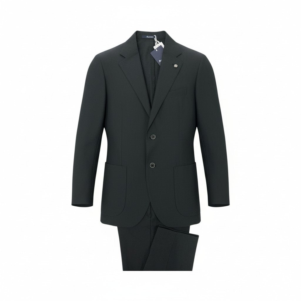 4k23《未使用保管品》 Aquascutum アクアスキュータム 定価￥96.800円 SUMMER TEC.3 TROPICAL JACKET PANTS セットアップスーツ シングル 2B 伸縮ストレッチ メンズ 紳士服 2205207026 / 2205207026 38 ブラックu02t