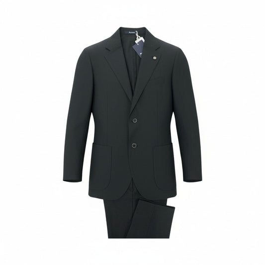 4k23《未使用保管品》 Aquascutum アクアスキュータム 定価￥96.800円 SUMMER TEC.3 TROPICAL JACKET PANTS セットアップスーツ シングル 2B 伸縮ストレッチ メンズ 紳士服 2205207026 / 2205207026 38 ブラックu02t