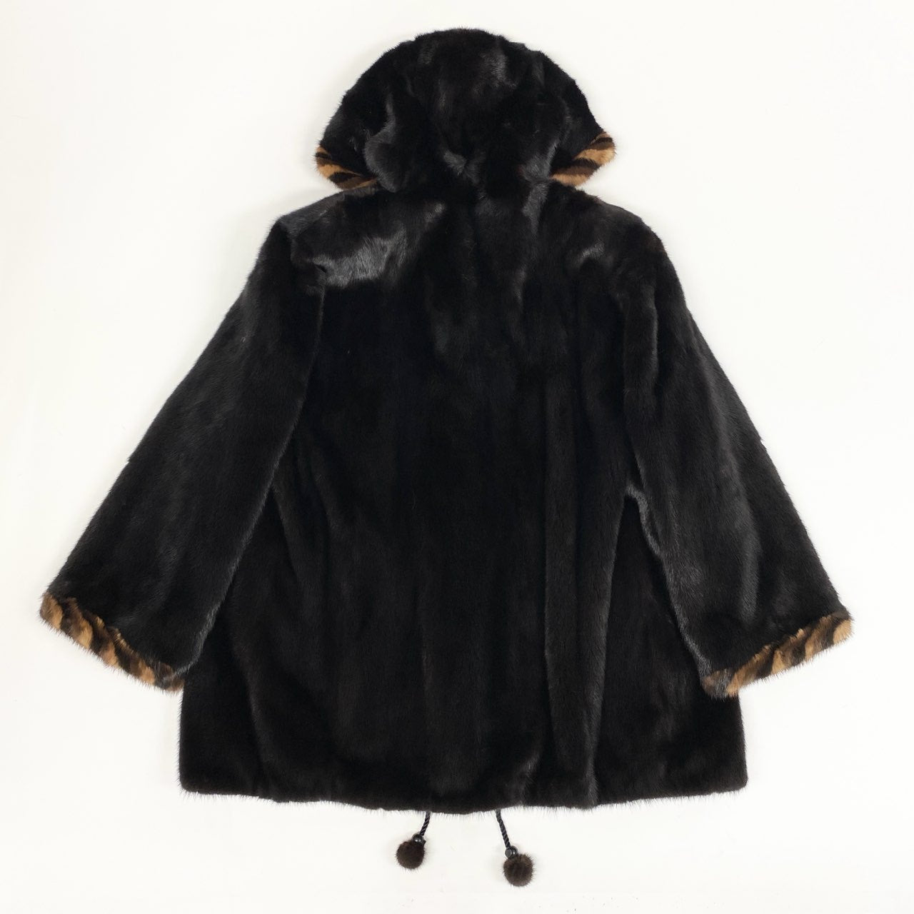 2b16 希少デザイン ダークミンク フード付き リバーシブルコート サイズ44 ブラウン 本毛皮 Mink Fur Coatt18r