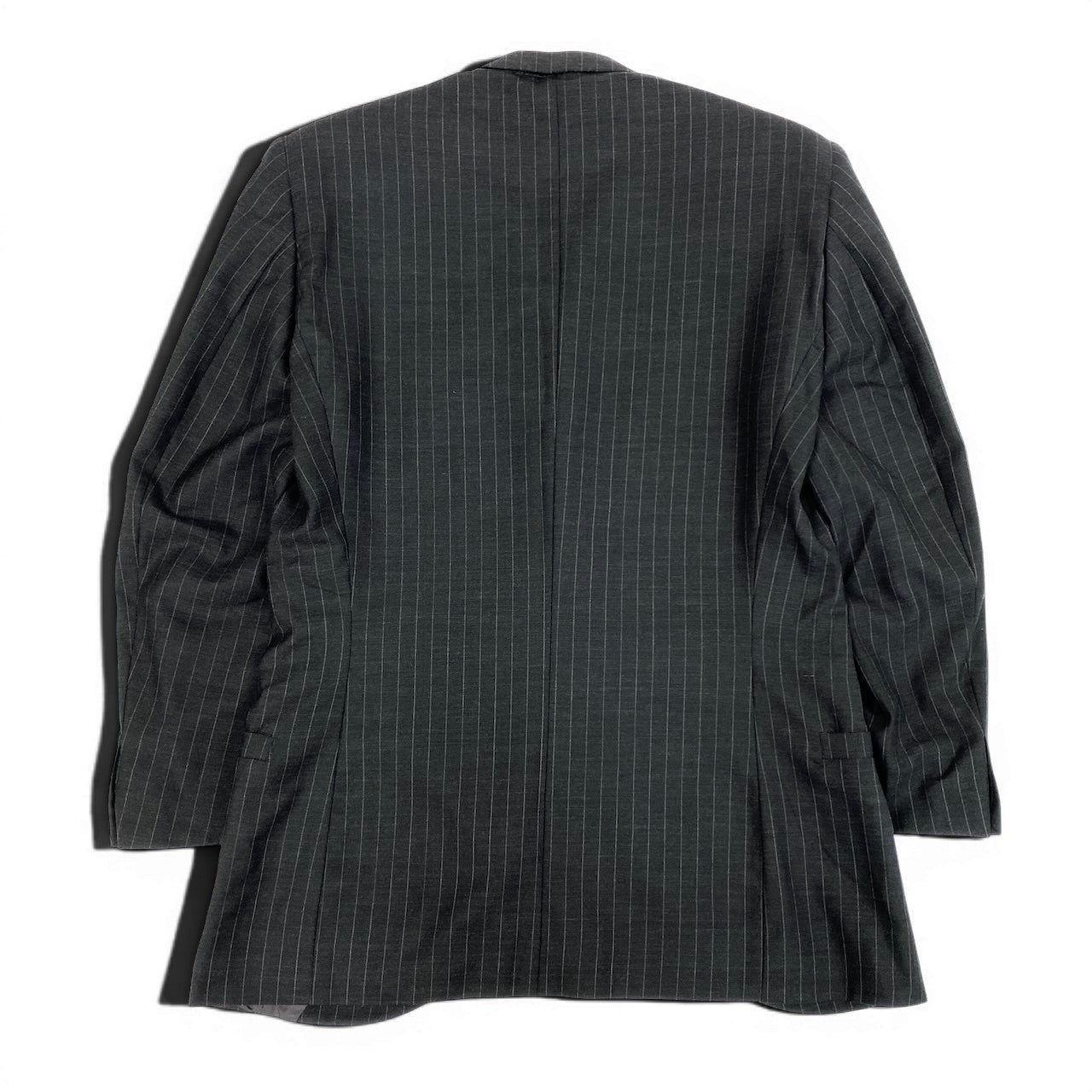 60e1 GIANNI VERSACE ジャンニ ヴェルサーチ テーラードジャケット ジレ セット ストライプ イタリア製 48サイズ グレー系 メンズ 男性用u02t
