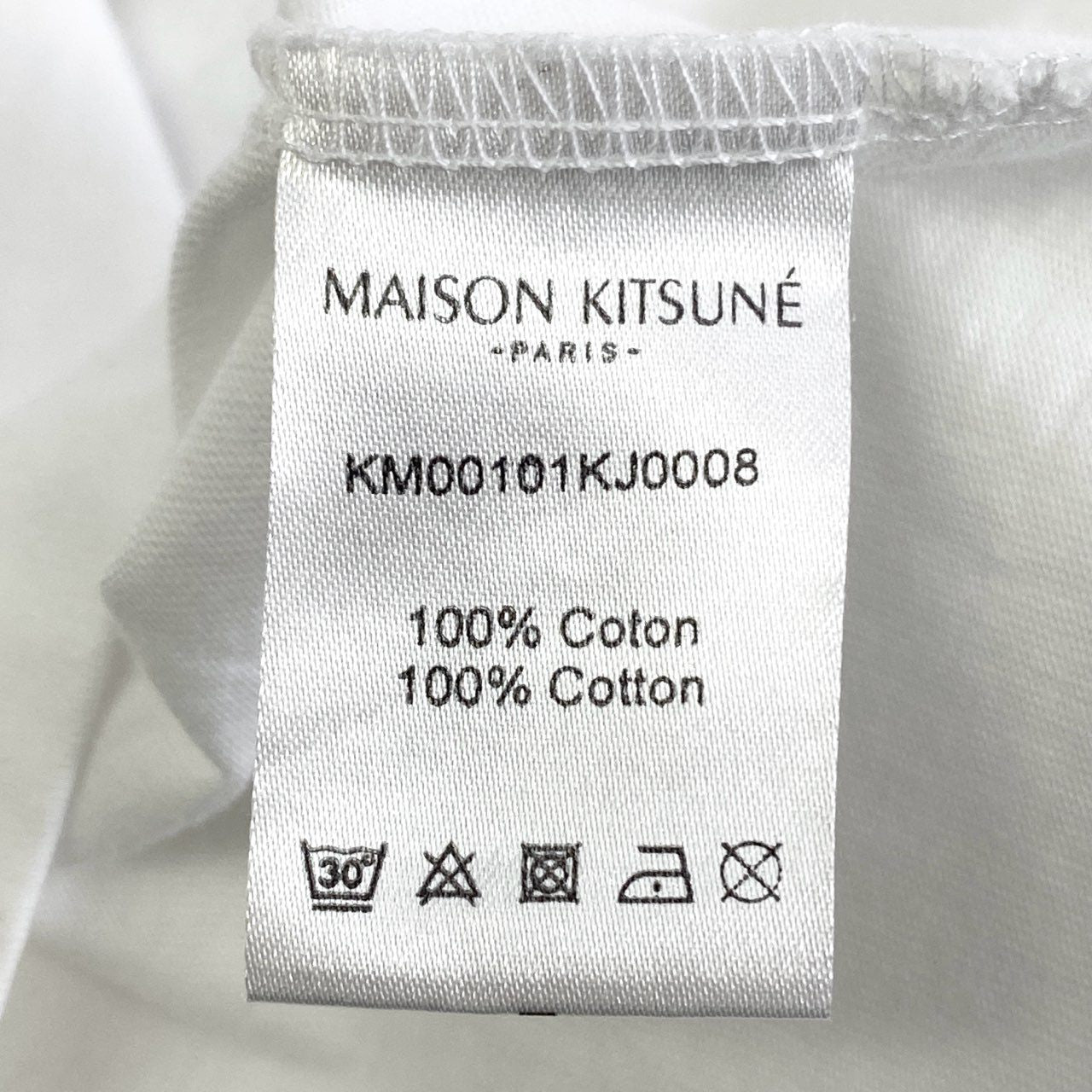 52k9 《美品》 MAISON KITSUNE メゾンキツネ モノクローム ダブルフォックスパッチ Tシャツ M ホワイト カットソー TEE