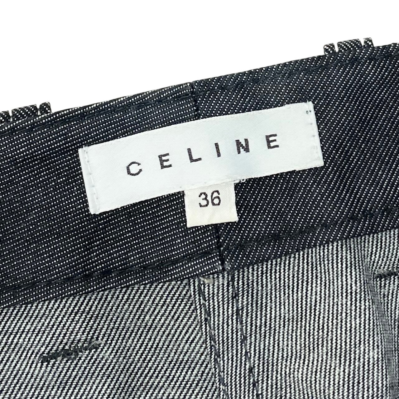 Ig6【極美品】CELINE スキニーデニム 刺繍デザイン パンツ ボトムス 36サイズ グレー系 レディース 女性用u02t