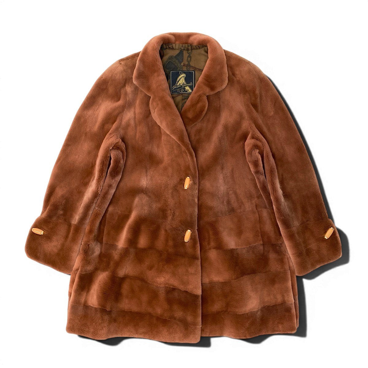 93h8 EMBA エンバ シェアードミンク ファーコート Junko Yamamoto サイズM オレンジ 本毛皮 Mink Fur Coatt18r