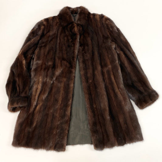 25j24 SAGA MINK サガミンク 銀サガ デミバフミンク ミンクコート 毛皮コート セミロングコート 11 ブラウン ミンクファー 毛並み綺麗u02t