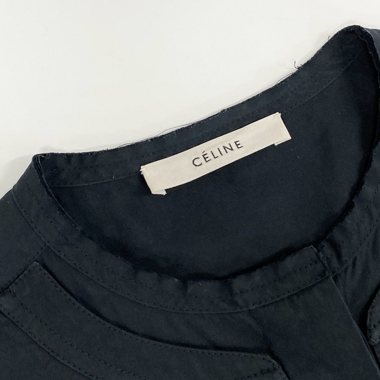 15h29 CELINE セリーヌ フィービー期 タキシードシャツ 長袖シャツ コットン ロングスリーブ 2 0CY3 / 6262 34サイズ ブラック レディース 女性用k02i