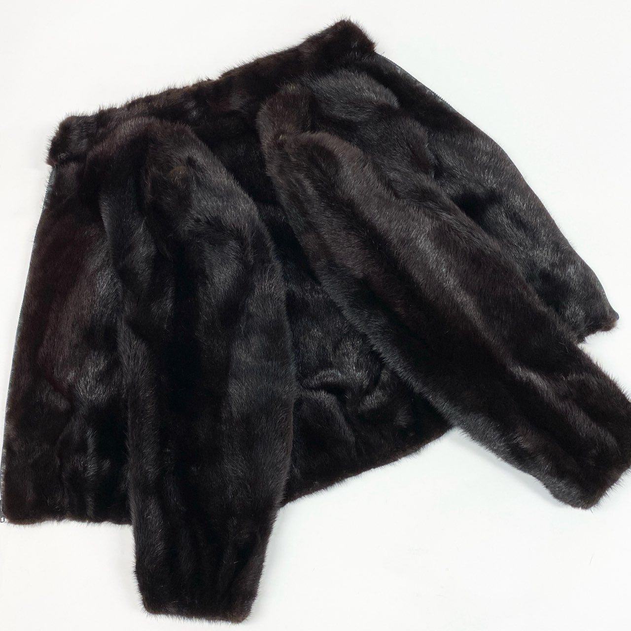 16a21 ジップアップ リアルファーコート サイズ44 ダークブラウン 本毛皮 Zip Up Fur Coatt18r