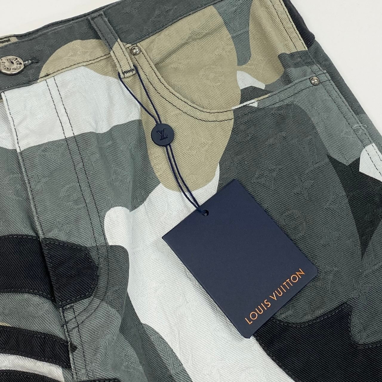 Id2 《美品》 LOUIS VUITTON ルイヴィトン Kid Super メイドトゥオーダー デニムパンツ Made To Order Denim Pants サイズ34 グレー LV モノグラムt18r