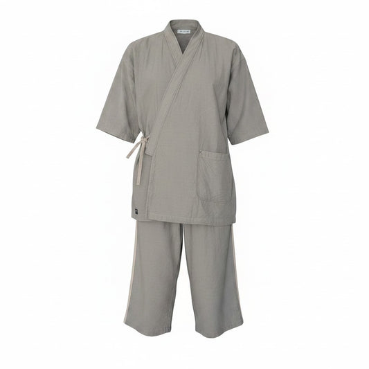 64g4 Paul Smith ポールスミス 作務衣 セットアップ  甚平  Lサイズ グレー ベージュ コットン100％ メンズ 男性用u02t