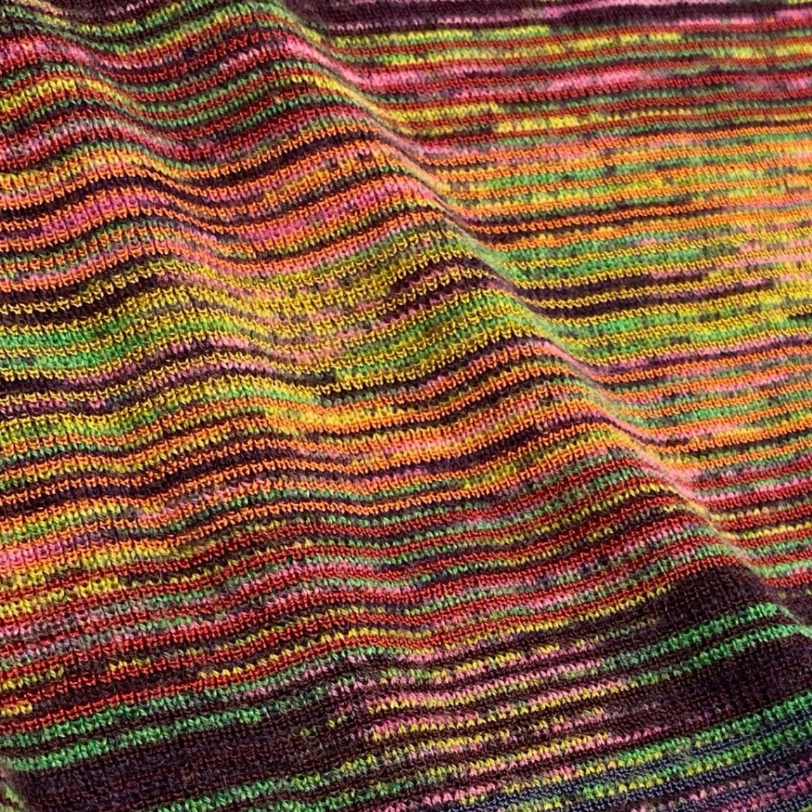 75j29 MISSONI ミッソーニ 長袖ニットワンピース ボーダー 膝丈 イタリア製 72サイズ マルチカラー レディースu02t