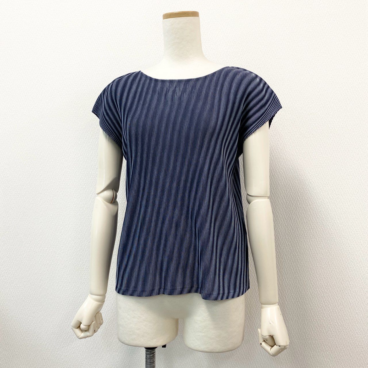 37a16 PLEATS PLEASE ISSEY MIYAKE プリーツプリーズイッセイミヤケ 日本製 プリーツカットソー 半袖Tシャツ ストライプ プルオーバー トップス PP01FK352 3 ブルー