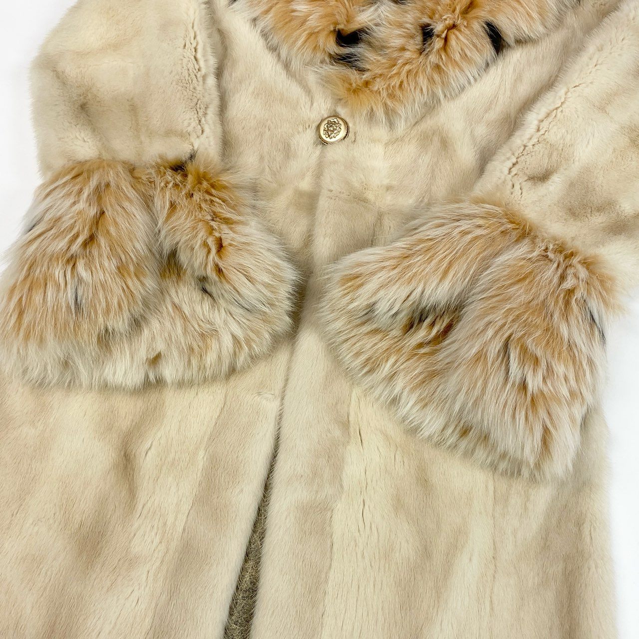 35k2《超希少》 リンクス × ミンク ロングコート 92cm ホワイト 最高級本毛皮 LYNX × MINK FUR リアルファーt18r