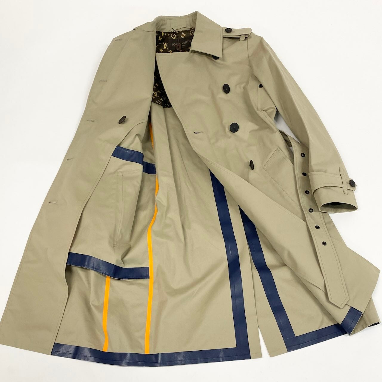 Ic31 《未使用品》 LOUIS VUITTON ルイヴィトン 裏地モノグラム トレンチコート Monogram Lining Trench Coat サイズ34 ベージュ タグ付t18r