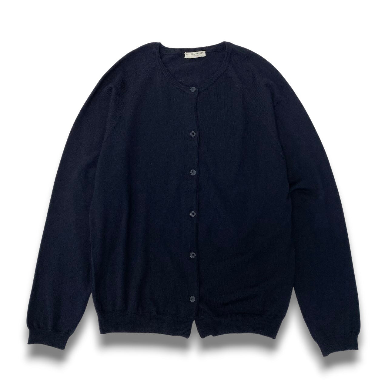 57c10 BOTTEGA VENETA ボッテガヴェネタ クルーネック ニットカーディガン トップス 44 ブラック ウール レディースu02t