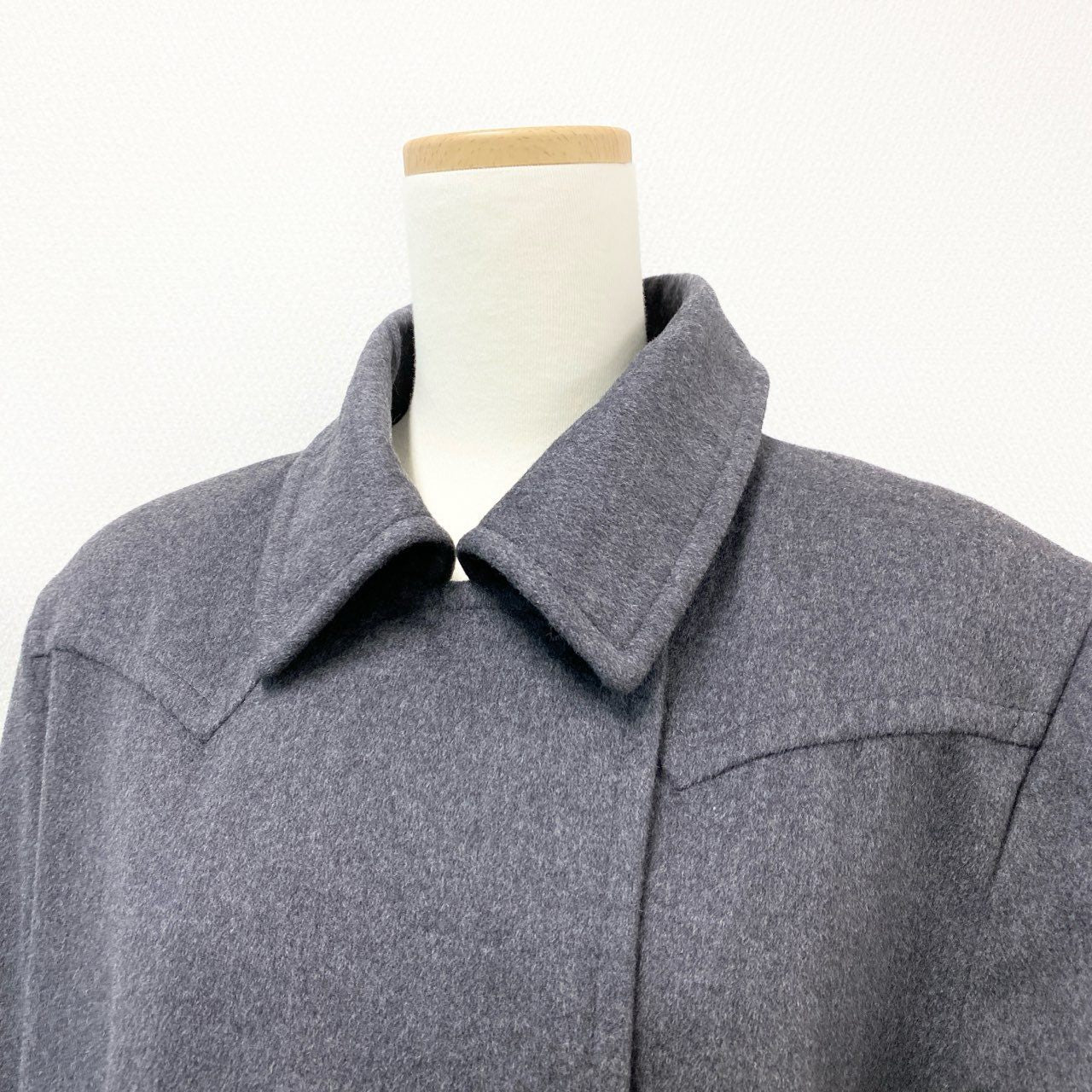 4k23 jun ashida ジュンアシダ ステンカラーコート ロングコート ダブルブレスト オリラグ混 レディース 女性用 L ダークグレーu02t