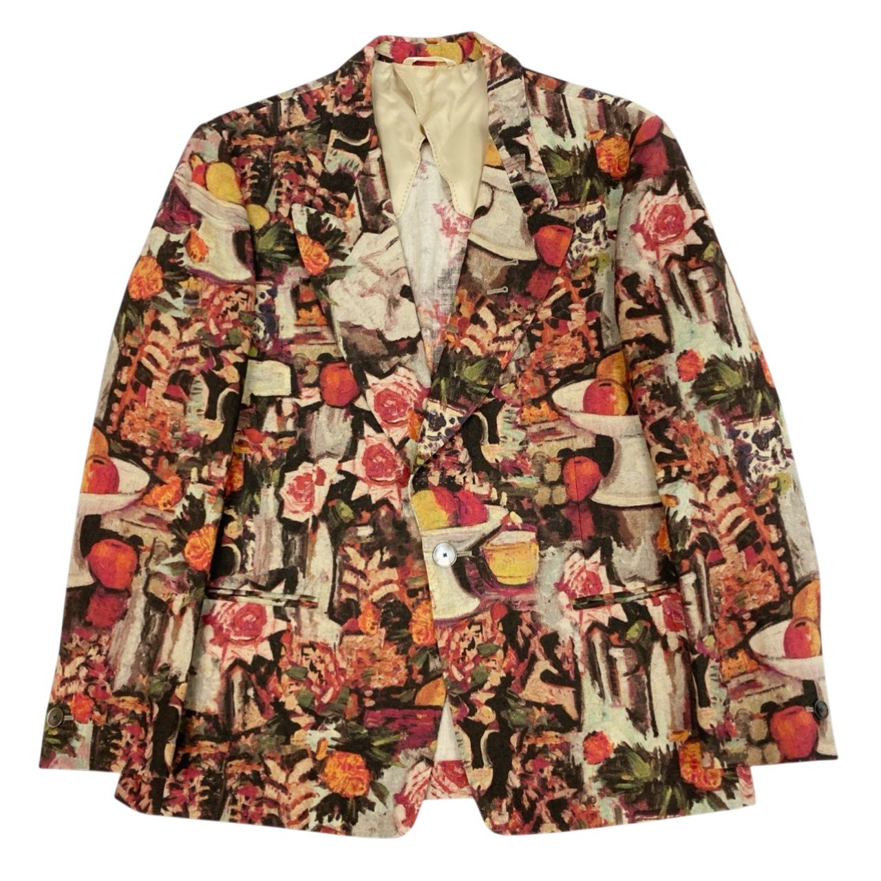 36b9【美品】Paul Smith ポールスミス 絵画シリーズ テーラードジャケット リネンジャケット PC-IS-67525 LXサイズ マルチカラー 麻100％ メンズ 男性用k02i