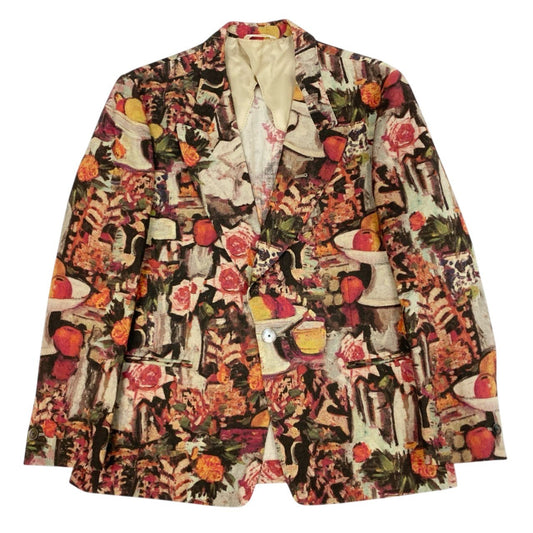 36b9【美品】Paul Smith ポールスミス 絵画シリーズ テーラードジャケット リネンジャケット PC-IS-67525 LXサイズ マルチカラー 麻100％ メンズ 男性用k02i