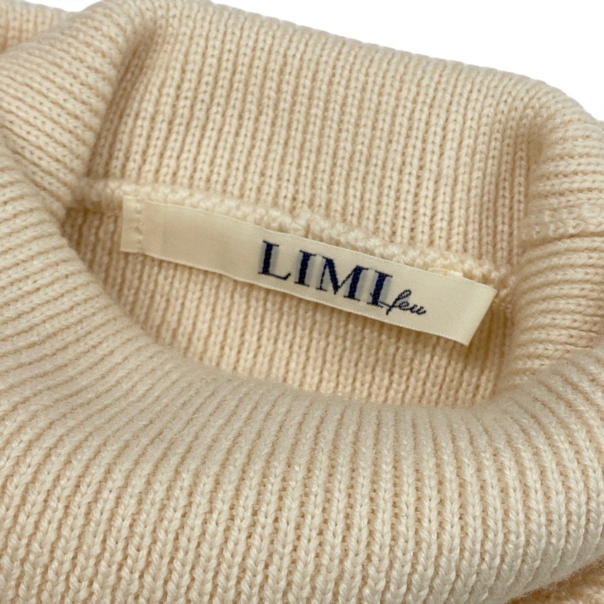 h31 【美品】LIMI feu ヨウジヤマモト ニットセーター ハイネック Sサイズ アイボリー ウール100％ レディース 女性用k02i