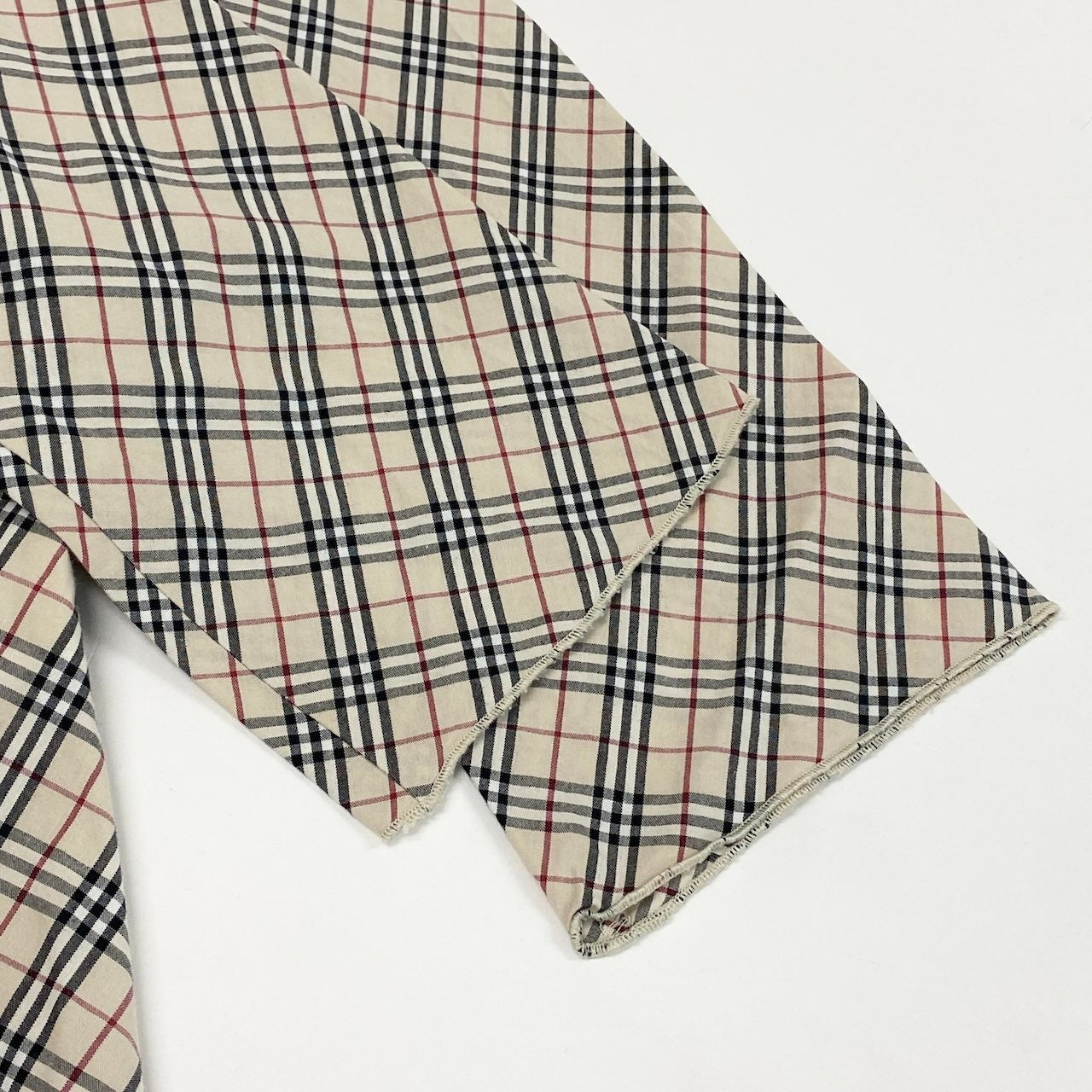 Ic27 BURBERRY LONDON バーバリーロンドン ノバチェック カットソーブラウス ギャザースクエアトップス 38サイズ ベージュ コットン100％ レディース 女性用u02t