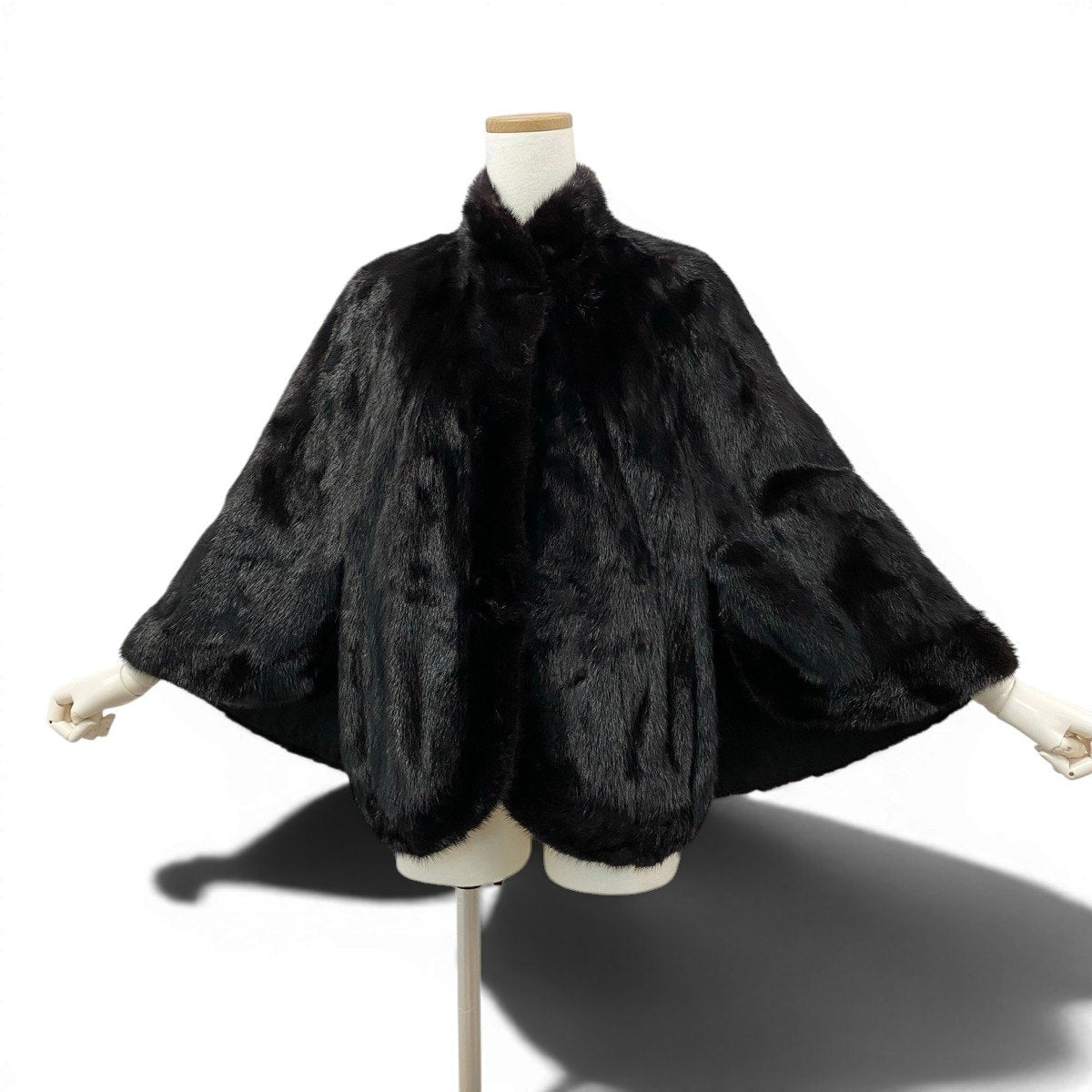 3g13 毛皮ポンチョ ミンクコート マホガニーミンク 最高級本毛皮  FREE ブラック MINK FUR レディースu02t