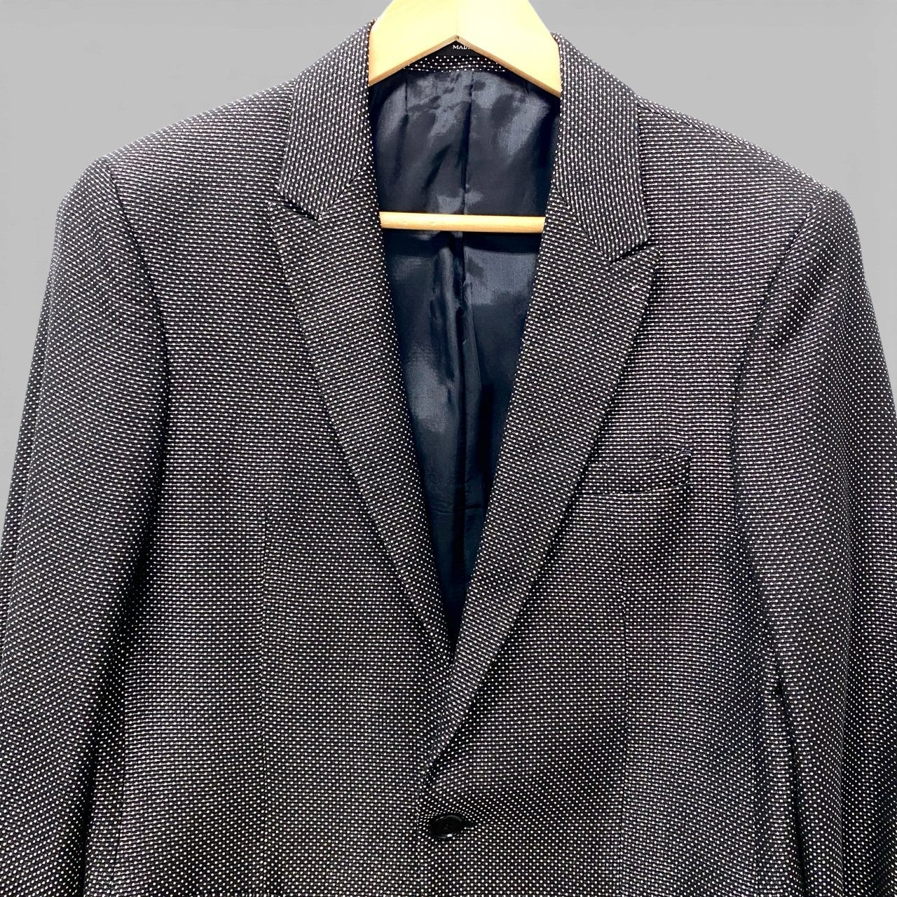 17c16 EMPORIO ARMANI エンポリオアルマーニ DAVID LINE テーラードジャケット 1B 48 艶生地 ドット柄 イタリア製u02t