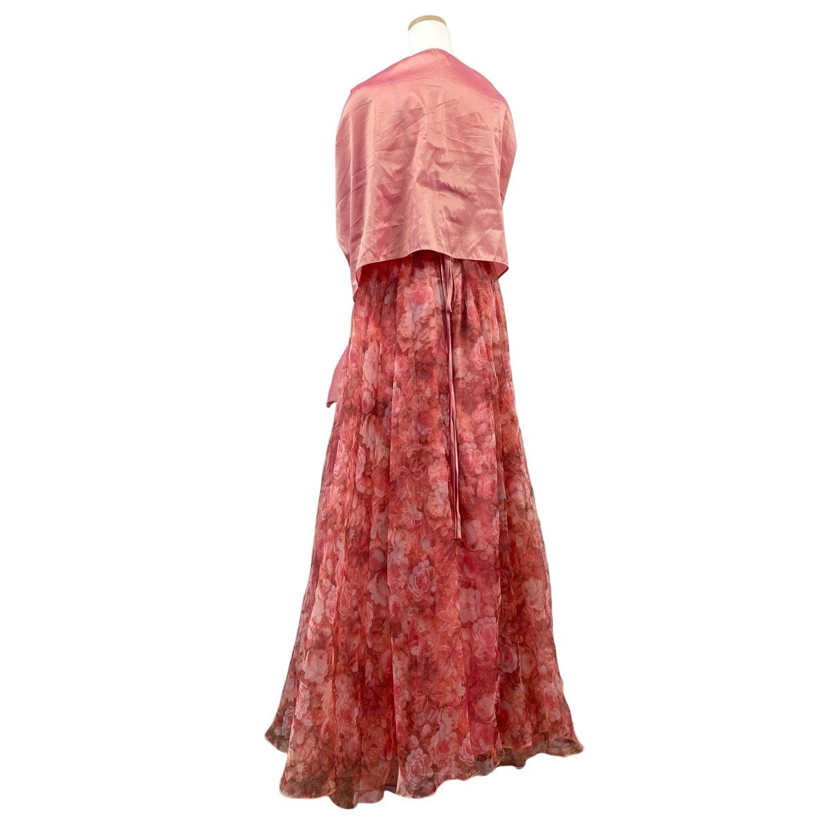 63h12 DRESS ROOM AMI ドレスルームアミ パーティードレス ロングドレス 花柄プリント  ピンク系 レディース 女性用u02t