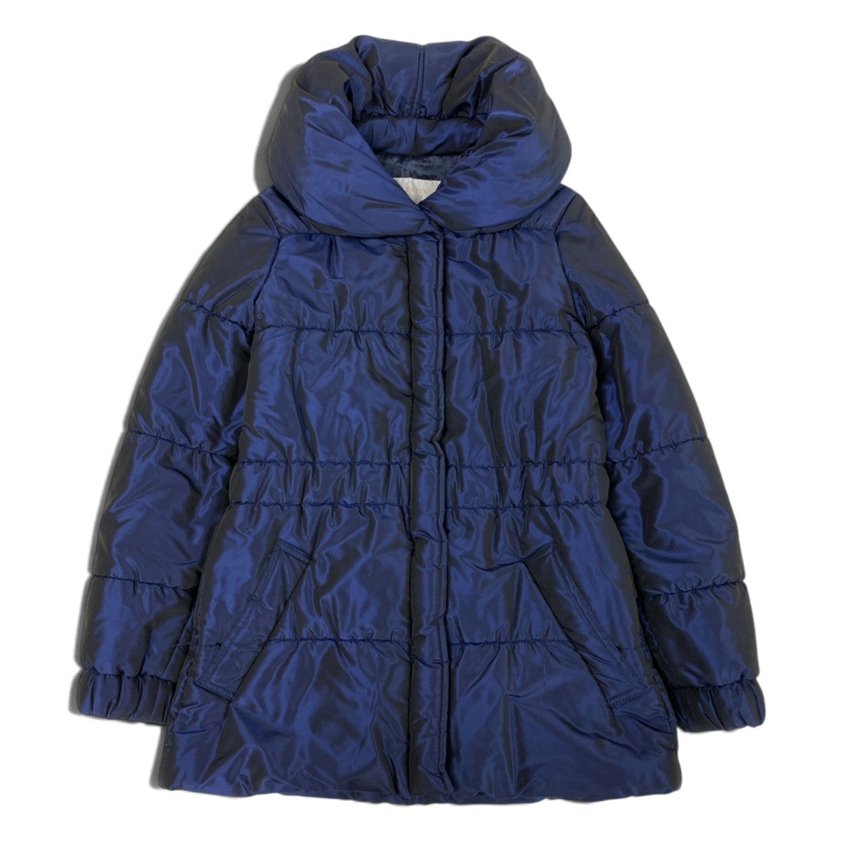 Ei4 【美品】 VALENTINO ROMA ヴァレンティノ シルク混 パファージャケット ボリュームネック サイズ40/4 ネイビー レディースk02i