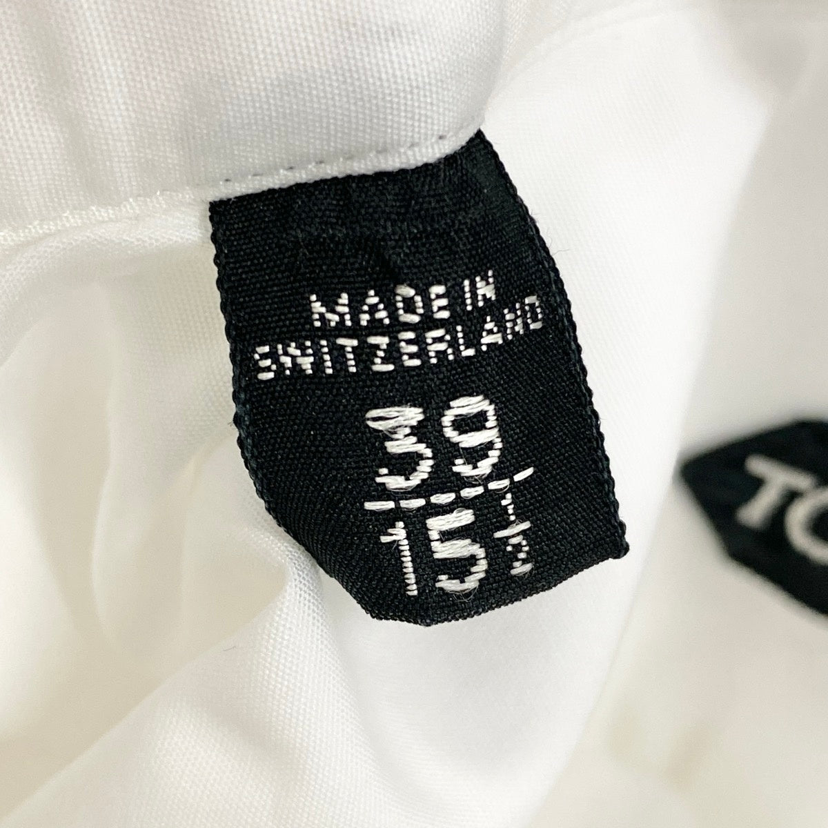 84e29④ TOM FORD トムフォード 長袖シャツ コットンシャツ ビジネス サイズ 39-15 1/2 無地 ホワイト コットン100％ メンズ 紳士服u02t