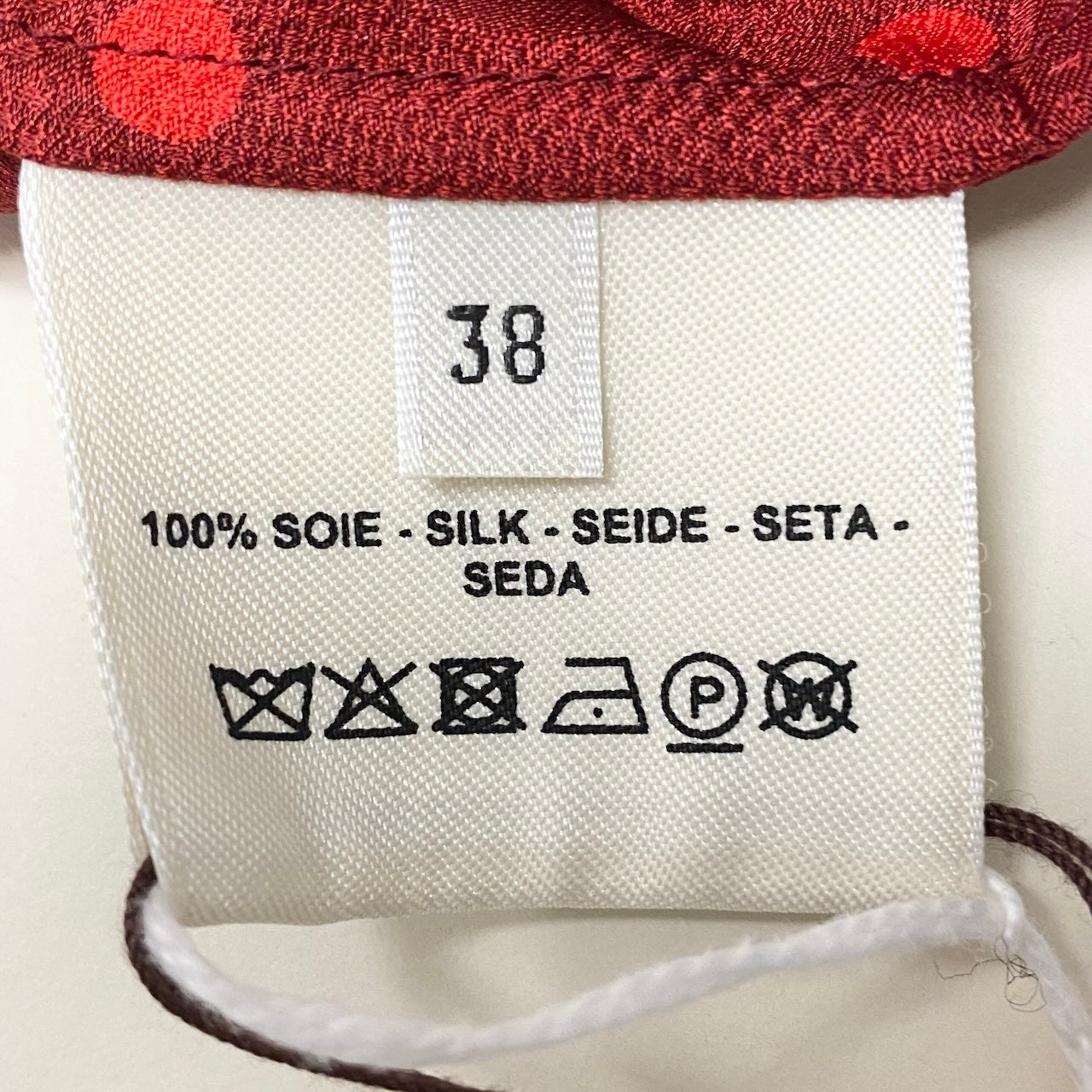 Ef6 【タグ付】 HERMES エルメス Zouaves et Dragons ズアヴとドラゴン ミドルネック ロングワンピース  サイズ38 レッド シルク100％ レディース 女性用k02i