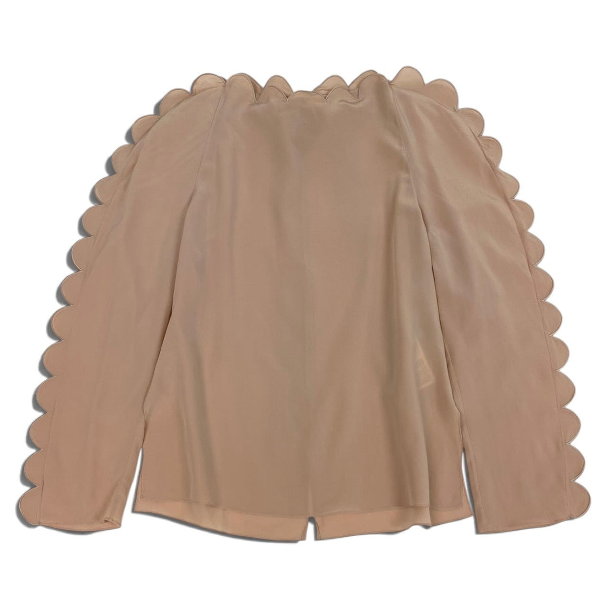 i21 【美品】FENDI スカラップデティール ブラウス イタリア製 38サイズ ピンクベージュ シルク100％ レディース 女性用k02i