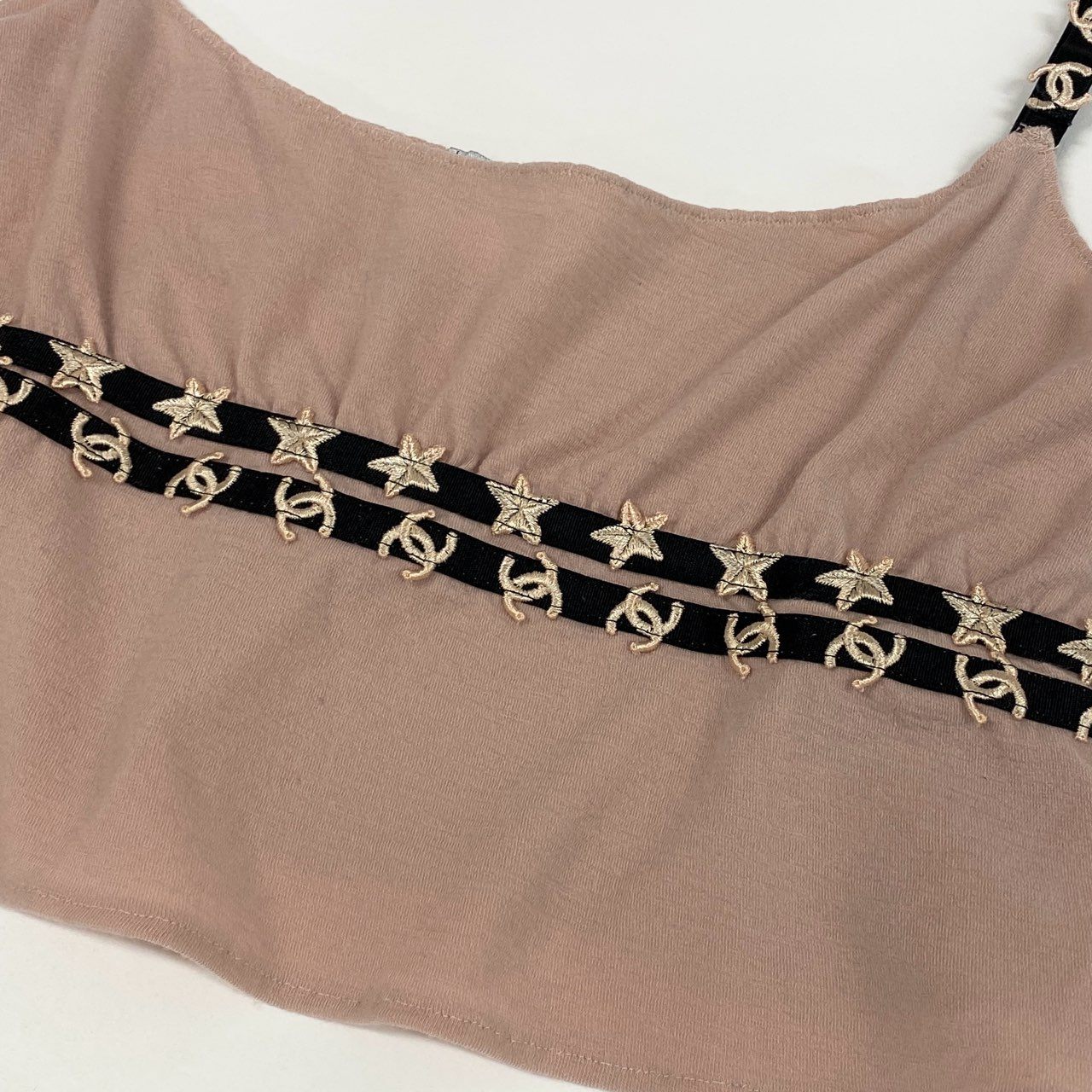 Cb10 CHANEL シャネル 2005 ココマーク スター キャミソール クロップド ノースリブ トップス P26798 42 ピンク レディースta1