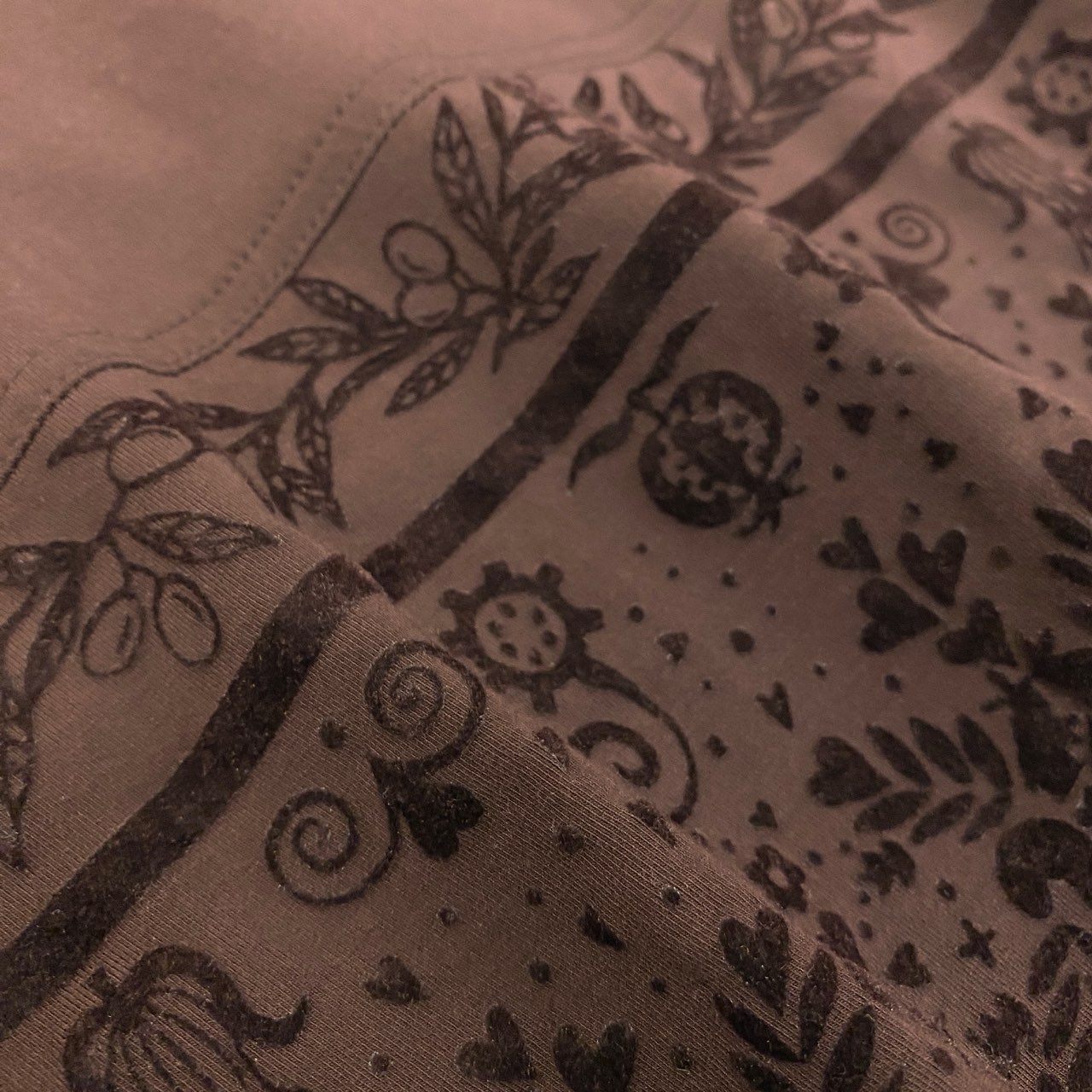 20Ⅼ2 TOKUKO 1er VOL トクコプルミエヴォル ロングスリーブワンピース チュニックワンピース モックネック ボタニカル柄 ストレッチ レディース 9 ブラウンu02t