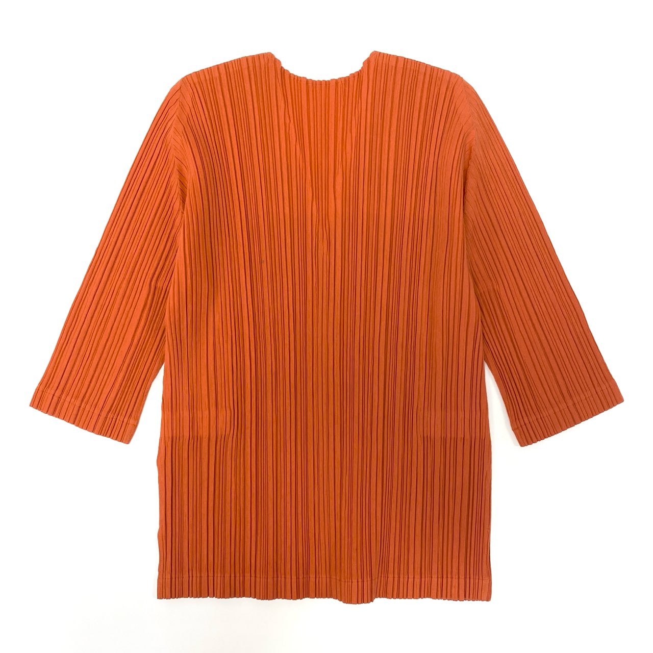 44k28 PLEATS PLEASE プリーツプリーズ 半袖カットソー Vネック 五分袖 スリット トップス PP43-JK452 3サイズ オレンジ レディースo07t