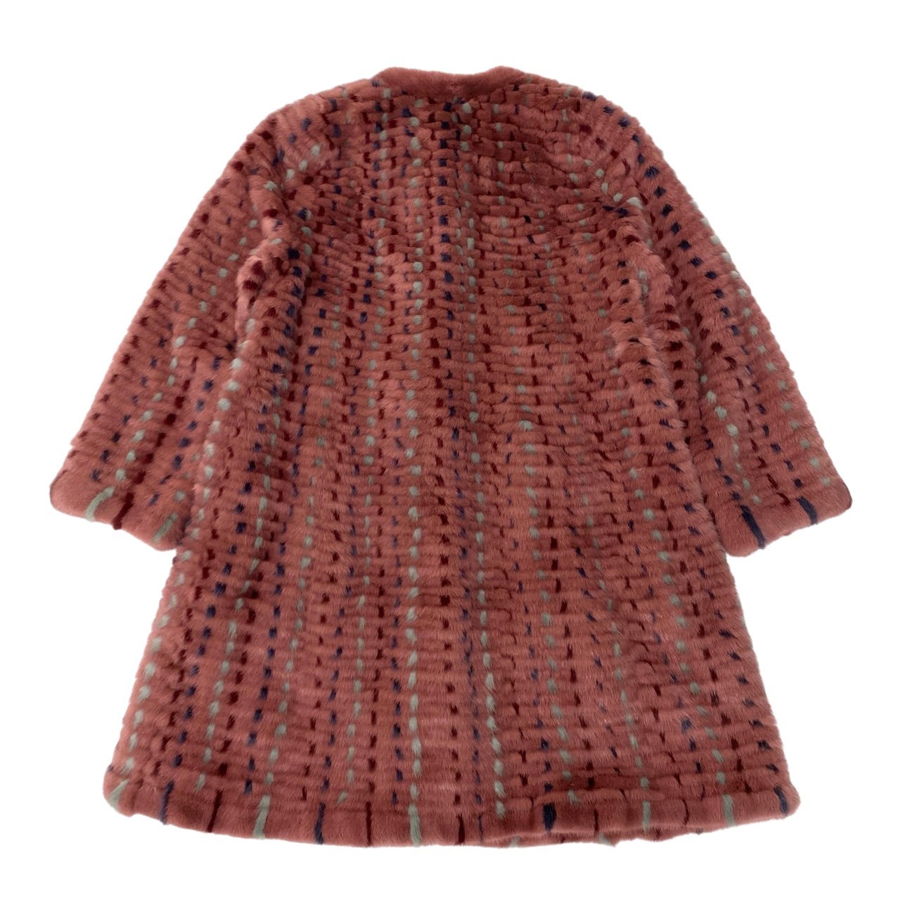 34a16 染めミンク ミックスファー リバーシブルコート サイズF ピンク 本毛皮 Dyed Mink Fur Coatt18r