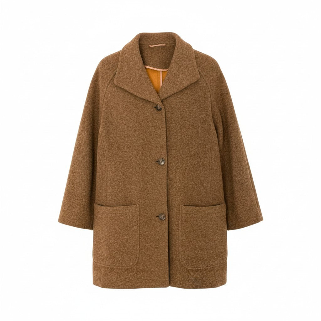 36k28 Aquascutum OF LONDON アクアスキュータム 英国製 チェスターコート 縮絨ウール アンゴラ混  10REG ブラウン レディース 女性用u02t