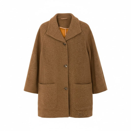 36k28 Aquascutum OF LONDON アクアスキュータム 英国製 チェスターコート 縮絨ウール アンゴラ混  10REG ブラウン レディース 女性用u02t