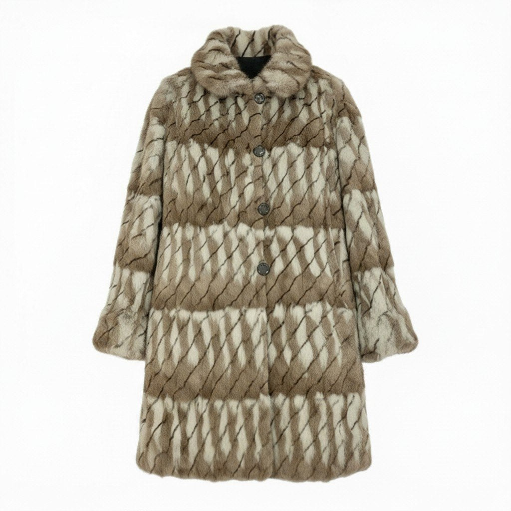 7b22《未使用品》 ロリスファー リバーシブル ロングコート サイズF 本毛皮 シルク ロシアンリス Fur Coat タグ付t18r
