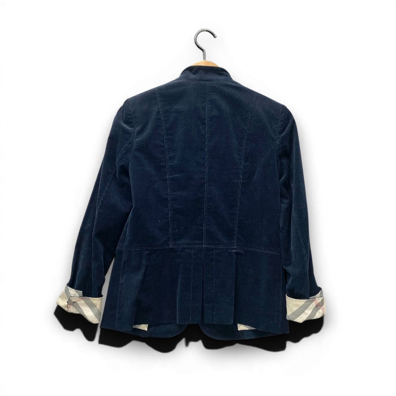 32e16 BURBERRY LONDON バーバリーロンドン コーデュロイジャケット ノバチェック ブレザー  FC315-702-28 36サイズ ネイビー レディース 女性用t18r