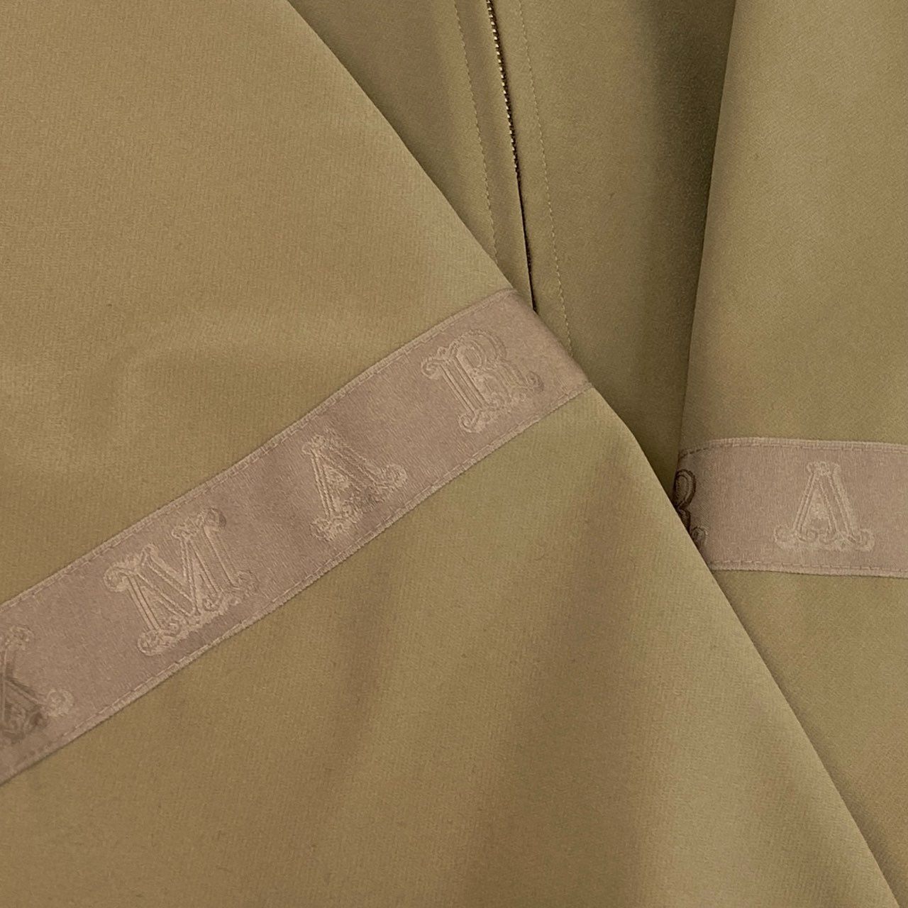 56h1 Max Mara マックスマーラ ジップアップブルゾン ジャケット サイドロゴテープ ベージュ ナイロン ポリウレタン レディース 女性用u02t